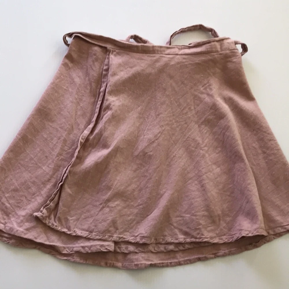 TREE OF LIFE womens 12 wrap skirt dusty pink hemp slubbed fabric made in Nepal - Picture 7 of 12